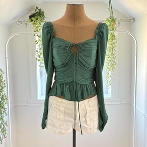 Elegant Green Ruched Women's Top